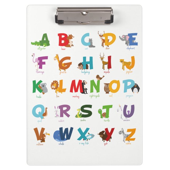 Porte-bloc Lettres animales illustrées d'alphabet (Devant)
