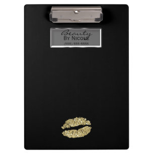 Porte-bloc Lèvres scintillantes dorées Élégant Chic Glam Pers