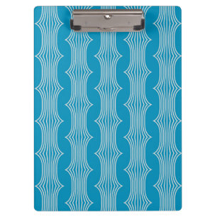 Porte-bloc Lignes blanches Abstraites rétro sur Motif bleu