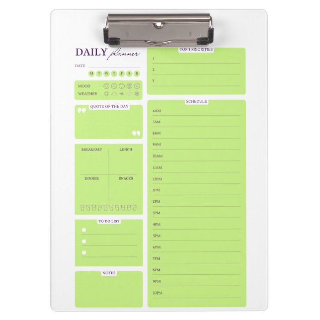 Porte-bloc Lime Green Minimalist Daily Planner Template (Devant)