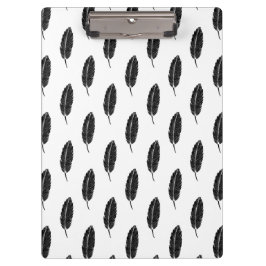 Porte-bloc Linocut en plumes rustiques noir et blanc