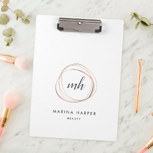 Porte-bloc Logo Abstrait Faux Rose Gold Monogram