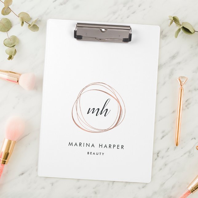 Porte-bloc Logo Abstrait Faux Rose Gold Monogram (Créateur téléchargé)