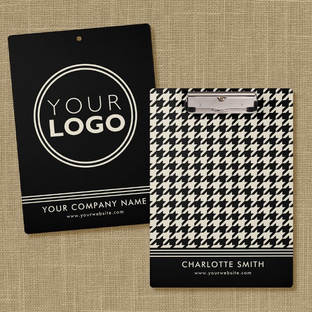 Porte-bloc Logo de l'entreprise Houndstooth Black Off-white B (Créateur téléchargé)