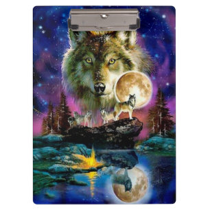 Porte-bloc Loups et Pleine lune
