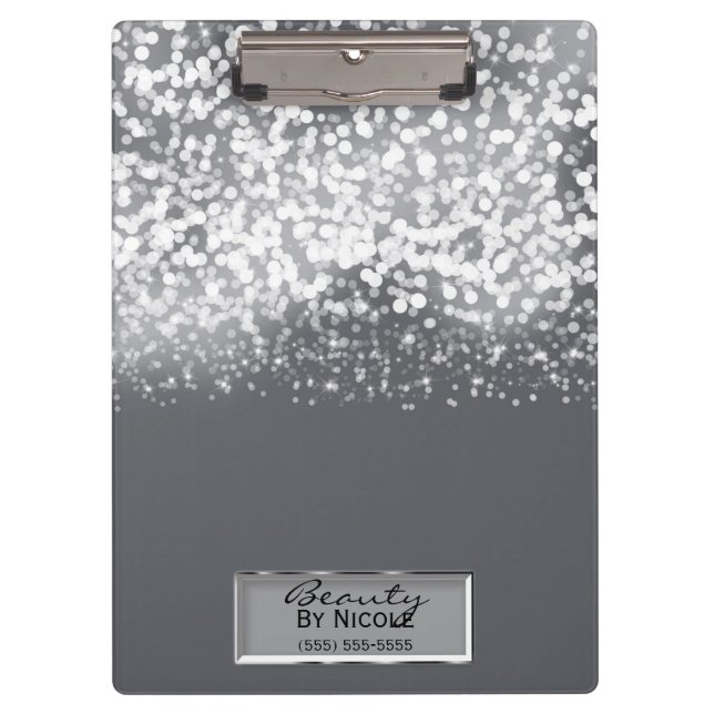 Porte-bloc Lumière argentée brillante Chic Glam Personnalisé (Devant)