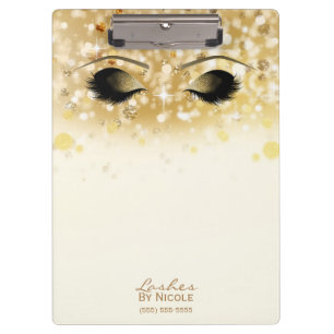 Porte-bloc Lumières scintillantes Maquillage doré Yeux Cils M