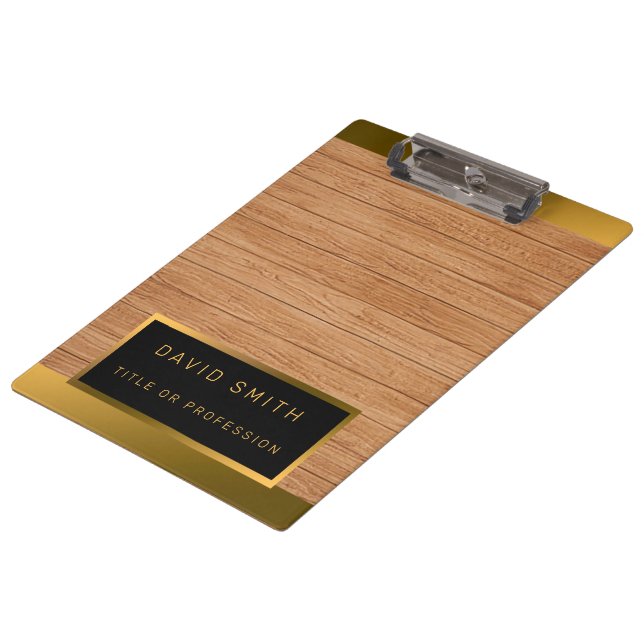Porte-bloc Luxe 2in1 Gold Wood Carte de visite moderne & (Incliné)