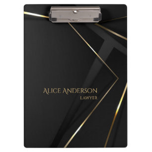 Porte-bloc Luxe noir or élégant avocat abstrait Office