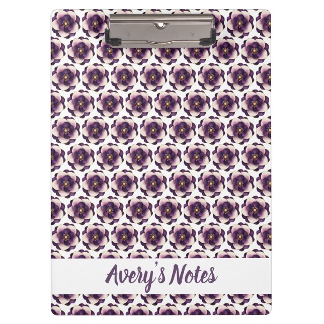 Porte-bloc Luxe Violet ivoire Nom floral (Devant)