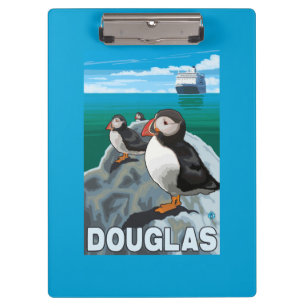 Porte-bloc Macareux et bateau de croisière - Douglas, Alaska