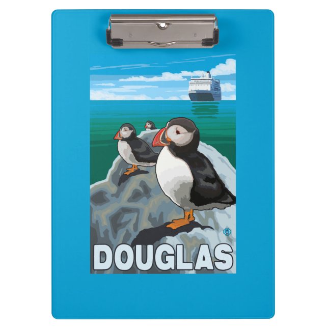 Porte-bloc Macareux et bateau de croisière - Douglas, Alaska (Devant)