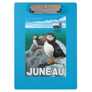 Porte-bloc Macareux et bateau de croisière - Juneau, Alaska