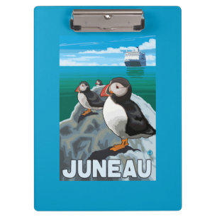 Porte-bloc Macareux et bateau de croisière - Juneau, Alaska