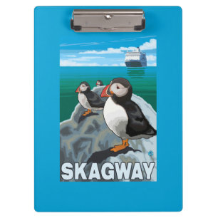 Porte-bloc Macareux et bateau de croisière - Skagway, Alaska