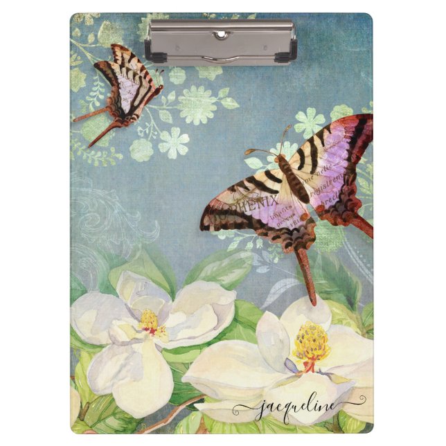 Porte-bloc Magnolias Bleu Blanc Floral (Devant)