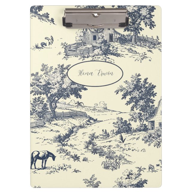 Porte-bloc Maison de ferme française personnalisée Toile bleu (Devant)
