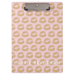 Porte-bloc Make Up Gold Parties scintillant Lips Motif Person