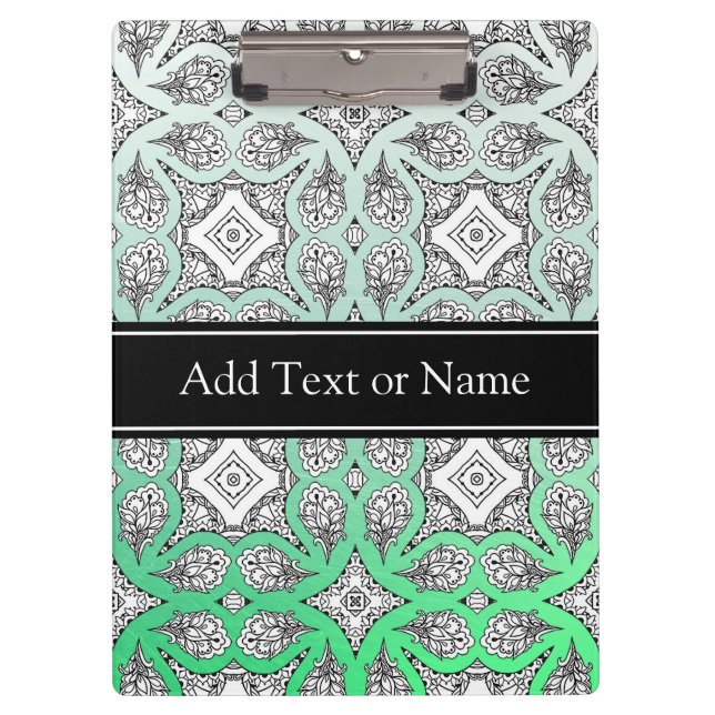 Porte-bloc Mandala Zen noir et vert personnalisé (Devant)