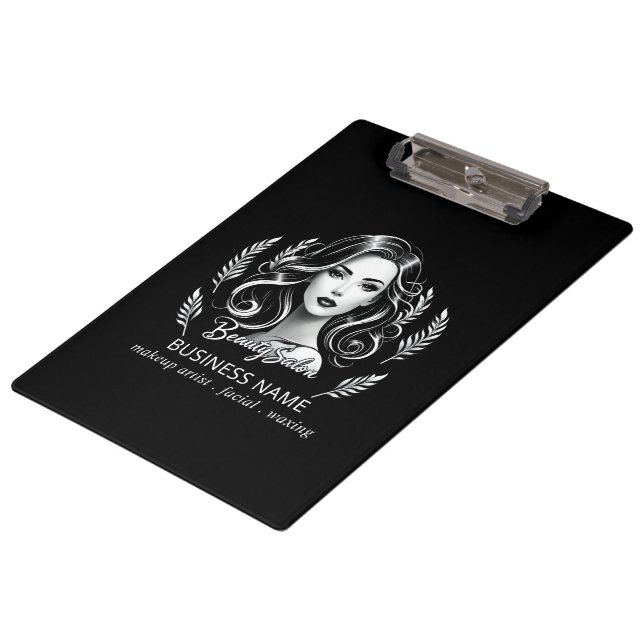 Porte-bloc Maquillage Artiste Coiffure Stylo moderne Noir Bla (Incliné)