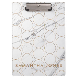 Porte-bloc Marbre blanc Carrara Motif or classique moderne