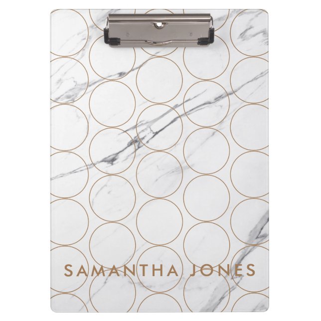 Porte-bloc Marbre blanc Carrara Motif or classique moderne (Devant)