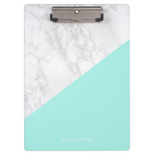 Porte-bloc Marbre blanc moderne avec Aqua Blue Block