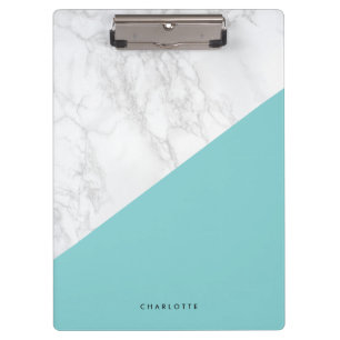 Porte-bloc Marbre blanc moderne avec Aqua Blue Block Custom