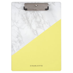 Porte-bloc Marbre blanc moderne avec bloc jaune Personnalisé