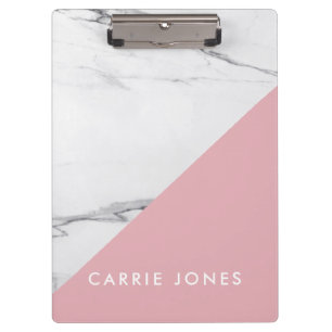Porte-bloc Marbre blanc rose moderne affaires Élégant minimal