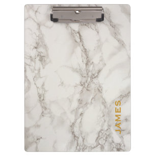 Porte-bloc Marbre et or personnalisés par monogramme moderne
