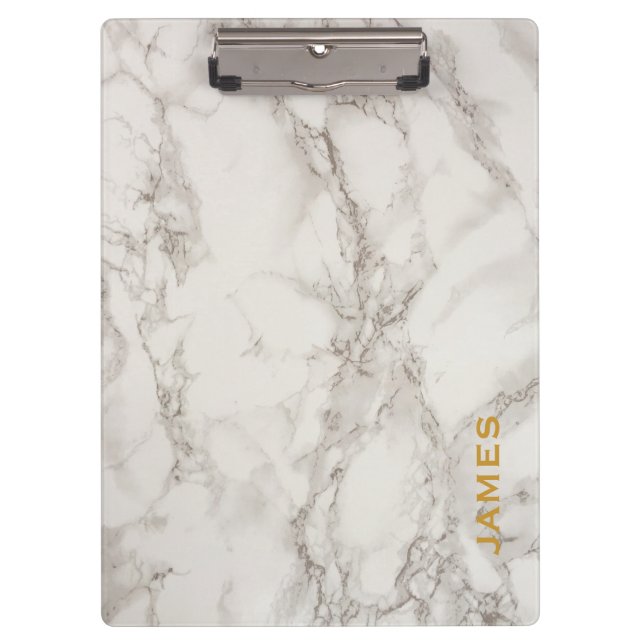 Porte-bloc Marbre et or personnalisés par monogramme moderne (Devant)