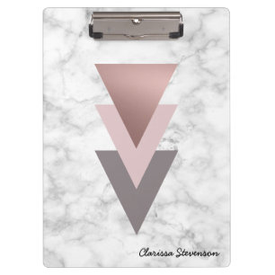 Porte-bloc marbre gris de blanc de triangles de rose rose