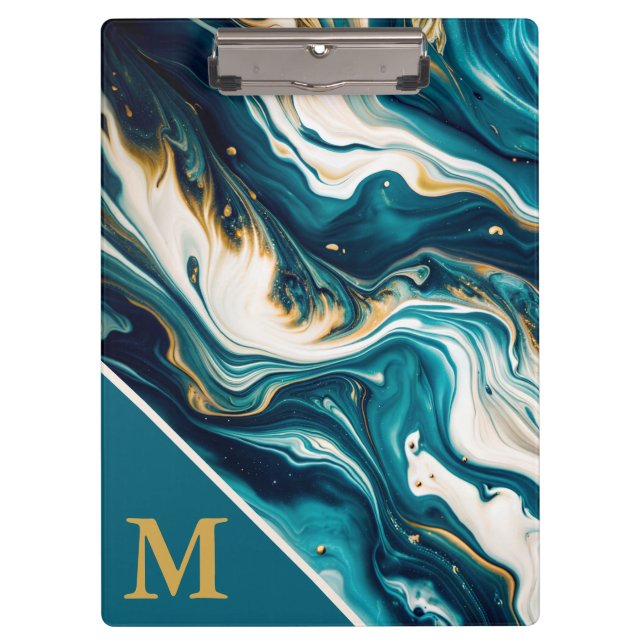 Porte-bloc Marbre Monogramme moderne (Devant)