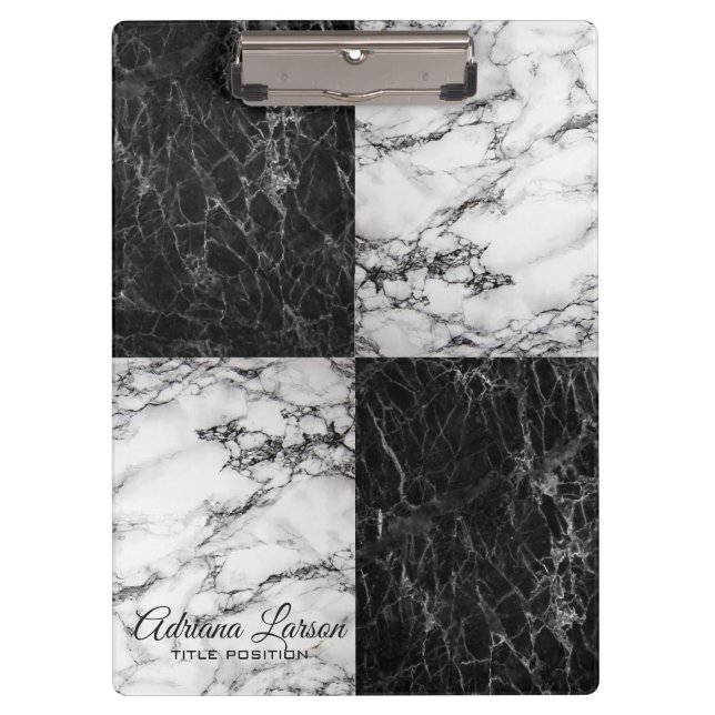 Porte-bloc Marbre Noir Et Blanc Et Noir (Devant)