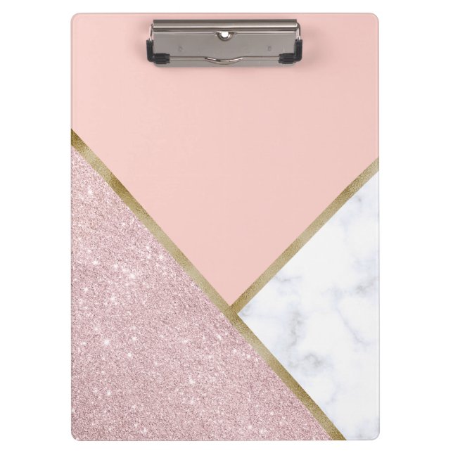 Porte-bloc Marbre rose géométrique élégant de blanc de (Devant)