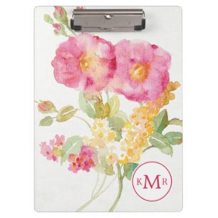 Porte-bloc Marguerite blanche du monogramme   sur le bleu