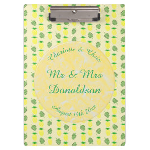 Porte-bloc Mariage d'été tropical Ananas et Palm Feuille