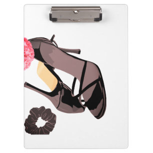 Porte-bloc Mariée talon noir avec fleur rose\eau de mariage
