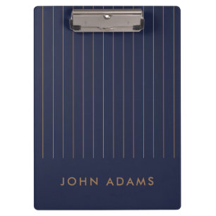 Porte-bloc Marine Bleue Gold Stripe Personnalisée Classique M