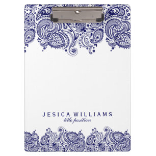 Porte-bloc Marine Blue paisley Lace Arrière - plan blanc