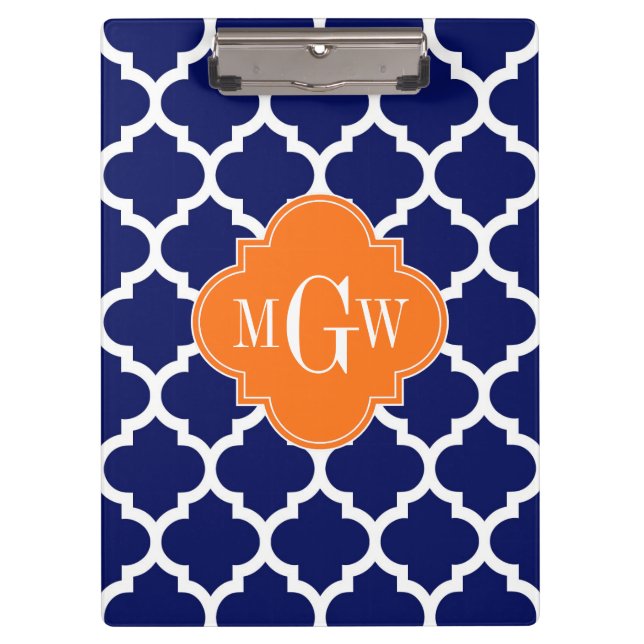 Porte-bloc Marine Blue Wt Chevron Citrouille Quatrefoil 3 Mon (Devant)