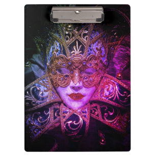 Porte-bloc Mascarade masque élégant gothique noir rose violet