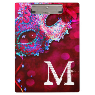 Porte-bloc Masquerade Masque Costum Monogramme Carte Clip Ini