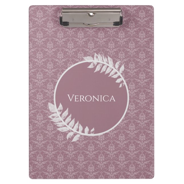 Porte-bloc Mauve Elegant Damask Porte - bloc personnalisé (Devant)