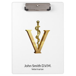 Porte-bloc Médecine vétérinaire Asclepius Vet Gold V Élégant