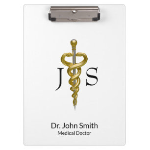 Porte-bloc Médicale Classé Noble Elegant Or Argent Asclepius