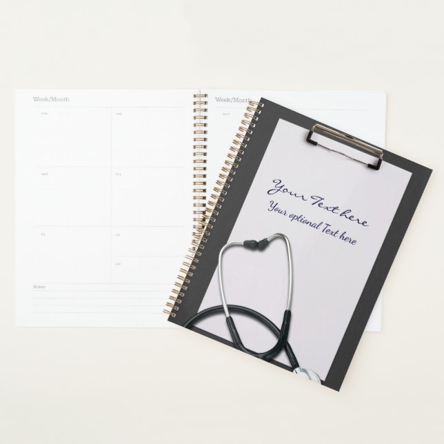 Porte - bloc Médicale gris avec Stethoscope (Devant avec enveloppe)