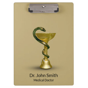 Porte-bloc Médicale Snake Bowl Hygieia Gold Caduceus Beige