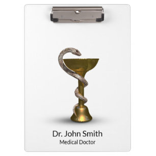 Porte-bloc Médicale Snake Bowl Hygieia White Caduceus Bronze